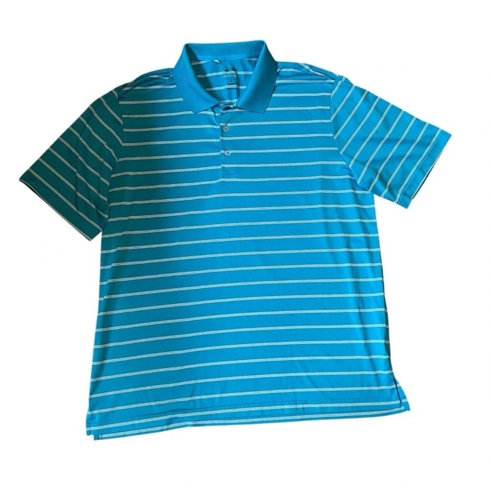 Adidas Mens XL Blue Puremotion Short Sleeve Golf Polo shirt‎